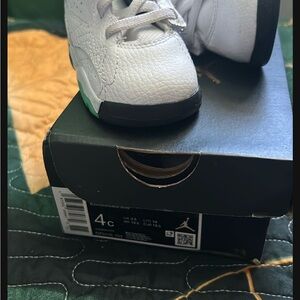 Jordan Kids White and Green Sneakers